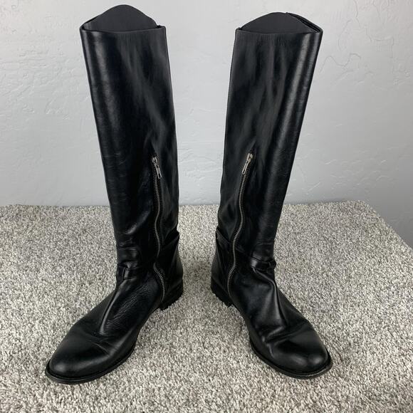 Coach Mysie Boots Womens Size 8.5 Black Leather Tall Zip Riding Equestrian Logo - Picture 1 of 14